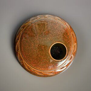 Brown Studio Pottery Ikebana Vase Flower Frog Trent Gibbs 2007 Artist Signed